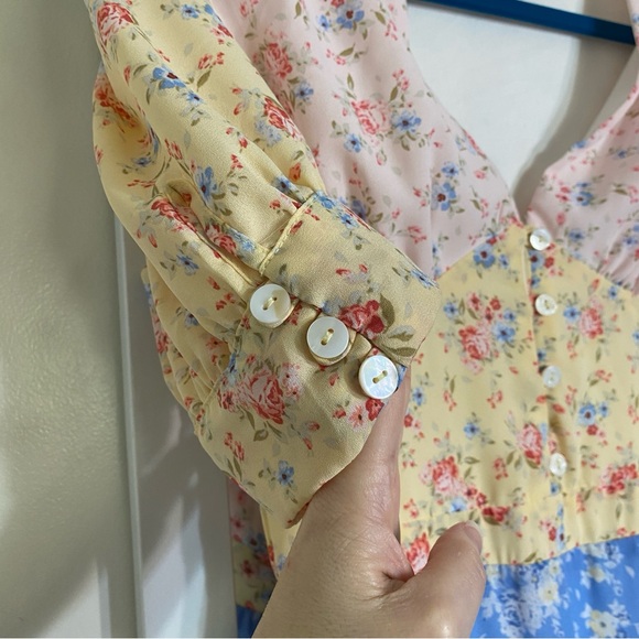 Jun & Ivy Patchwork Flower Silky Dress - Picture 9 of 16